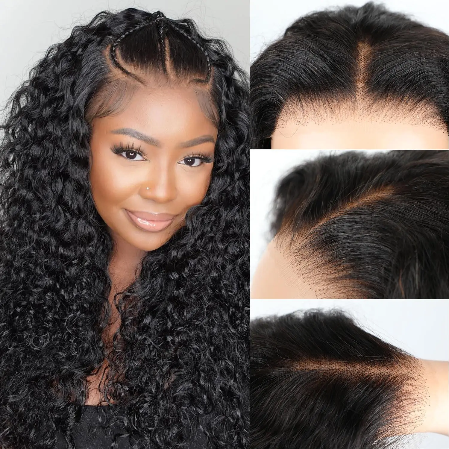 Alimice 5x5 Hd Lace Closure Wigs Human Hair Water Wave180 Density Curly Closure Wig Glueless Wet and Wavy Wig Pre Plucked