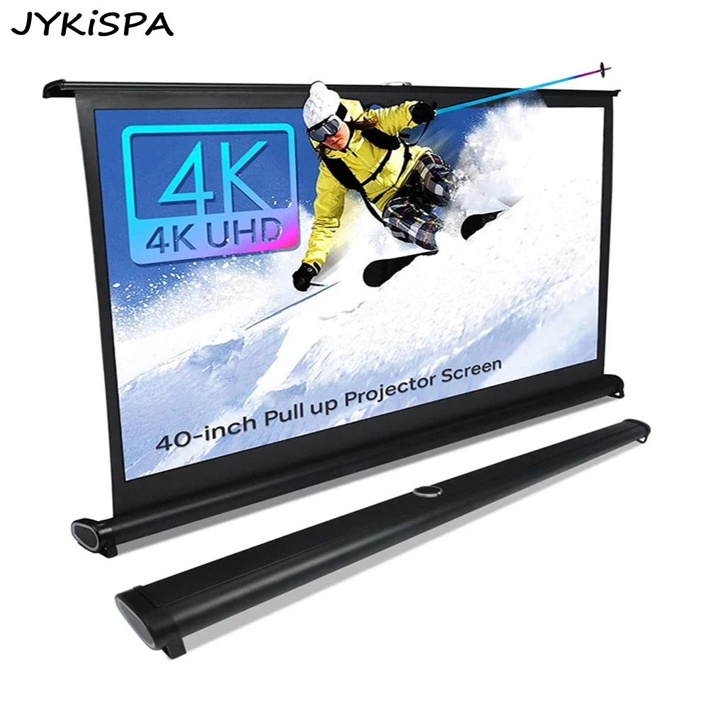 40 inch Portable Projection Screen Tabletop Screen HD 16:9 Projector Pull Up Foldable Stand  For Travel Camping Meeting