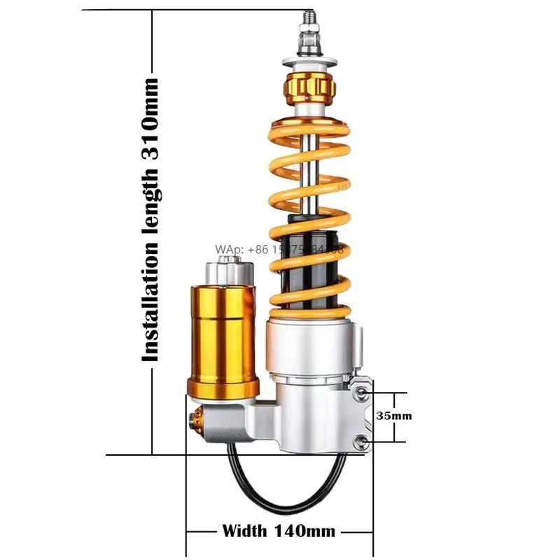 AT3 New Front Shock Absorber for Vespa Sprint 150/300 Motorcycles 310MM Total Length Nitrogen Cylinder Adjustable