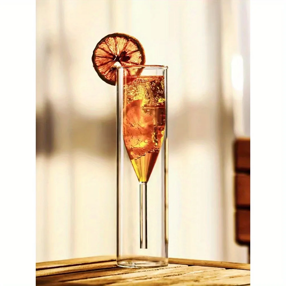 

Creative Transparent Glass Double Layer Champagne Wine Goblet Cocktail Cup Bar Unique Drinking Glass