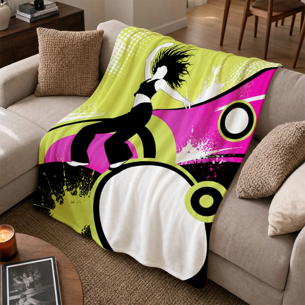 Bohemian Abstract Pop Art Graffiti Throw Blanket for Modern Couch Decor Vibrant Living Room Seating Area Accent Throw