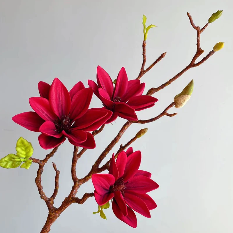 72 سنتيمتر اللمس الحقيقي إيفا ماغنوليا باقة كبيرة الأوركيد الزهور الاصطناعية فرع مع أوراق الزفاف المنزل الجدول زهرية حفلة الديكور