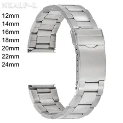 Stainless Steel Watch Band Universal Strap Folding Buckle Bracelet Strap 12 14mm 16mm 18mm 20mm 22mm 24mm Watch Belt Accessories