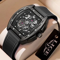 LIGE Automatic Mechanical Watches for Man Luxury Watch Men  Waterproof Wristwatch Rubber Strap Relogio Masculion Free Shipping