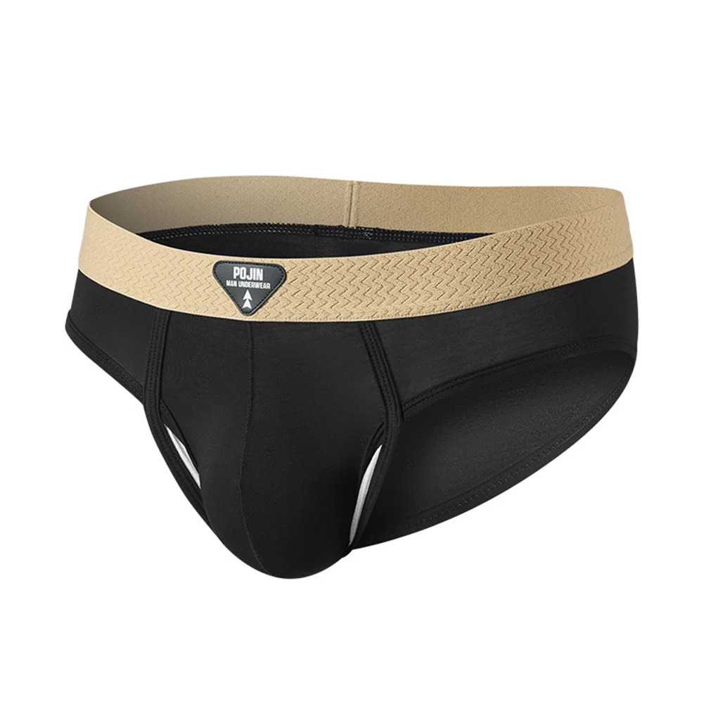 Breathable Men Underpants Men Separated Pouch Briefs Skin Friendly Texture 90 Fiber 10 Spandex Moisture Wicking Material