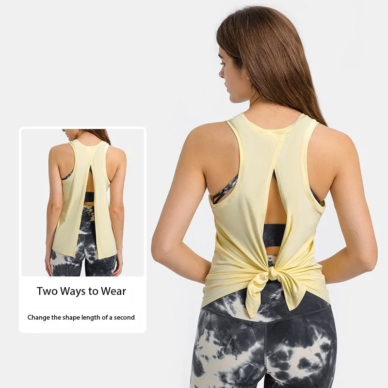 

Lemon Women Activewear Naked-Feel Athletic Vest Open Back Yoga 4way stretch fabric Sexy Sleeveless Blouse Sport Fitness Tank Top