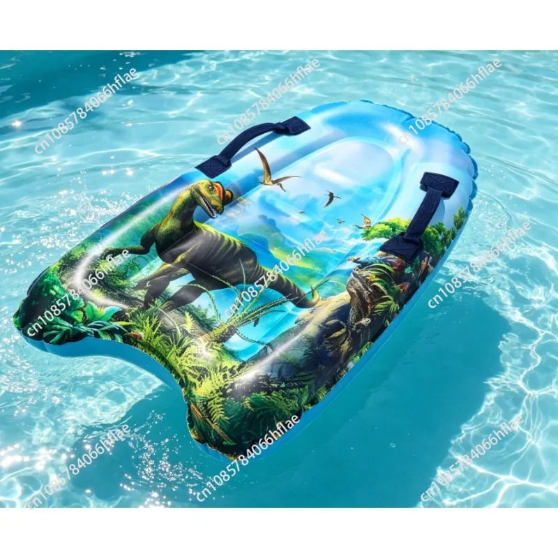 Printed Foldable Inflatable Body Board, Lightweight Safe Floating Surfboard with Handles for Summer Water Sports
