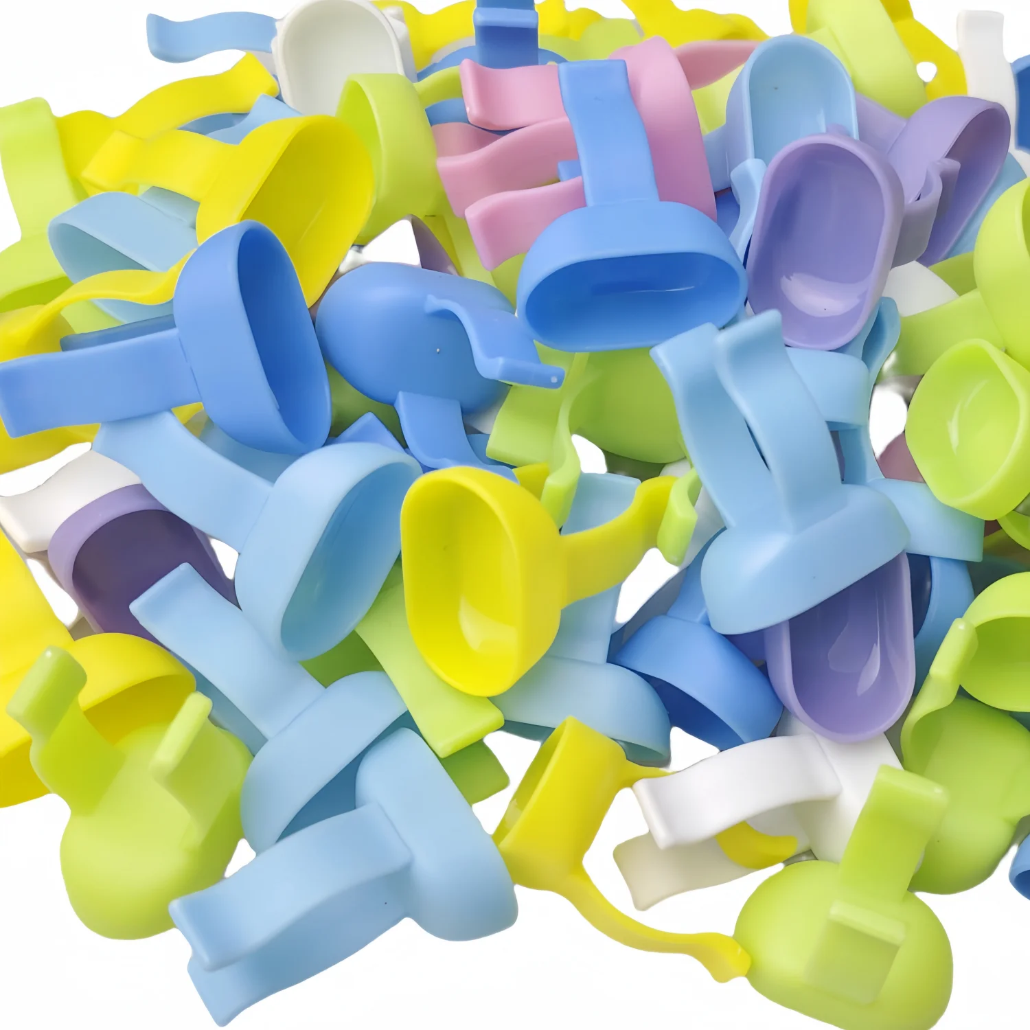 100pcs Dental Mixing Finger Ring Bowl Cup Plastic Silicone Holder Dappen Dish Prophy Paste Rings Handy Tool Dentistry Medicine