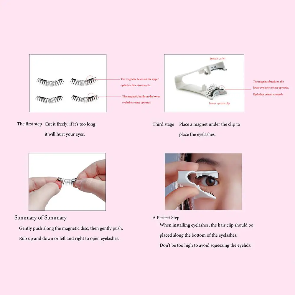 1SET 3D Natural Magnetic Eyelashes Reusable Magnetic False Eyelashes Portable cosmetic tool