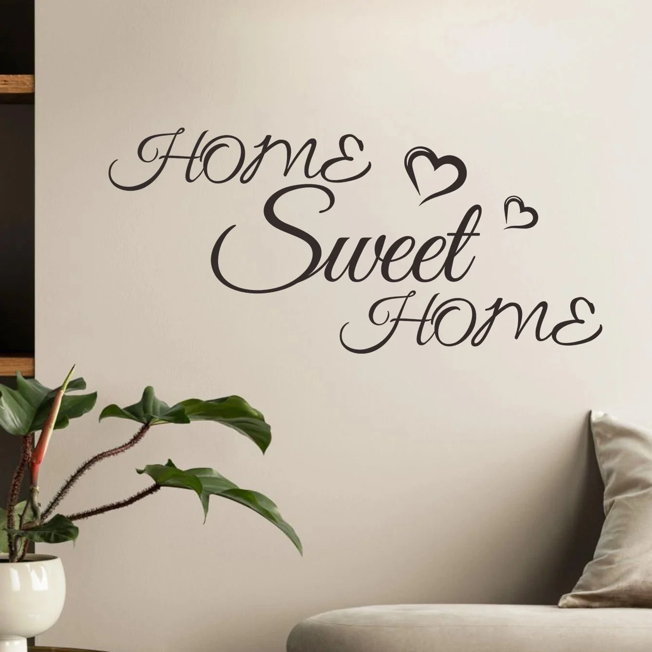 `Home Sweet Home Quote Wall Sticker Heart Pattern Cursive Text Vinyl Decal For Living Room Entryway Home Wall Art Mural Decor`