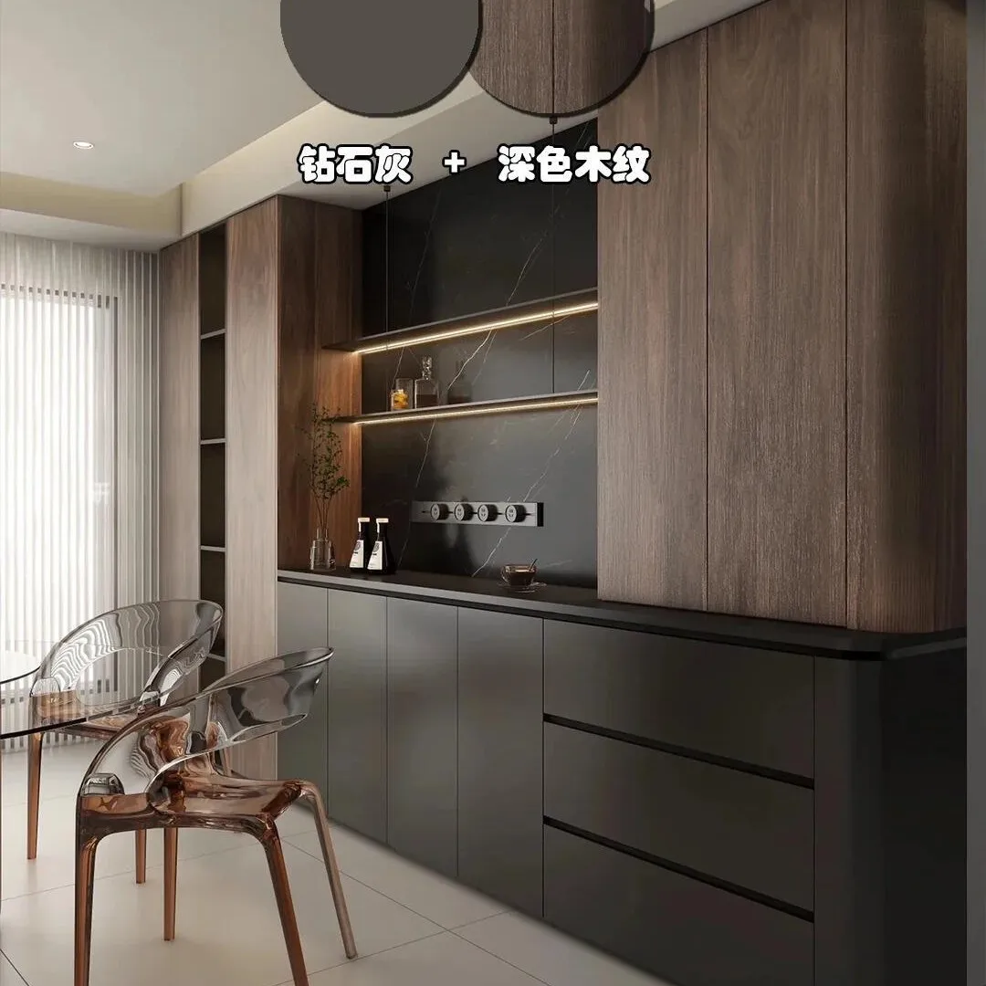 Kitchenware Cabinet Wine Light Luxury Entrance  Cloakroom Locker Storage Solid Wood Household