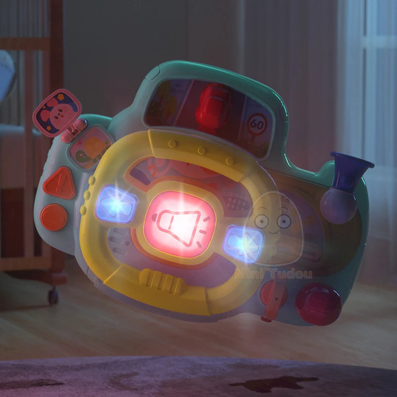 Volante simulacional para bebé, juguete eléctrico con música, luz, sonido, copiloto, cochecito, juego de escritorio, juguetes educativos tempranos para niños