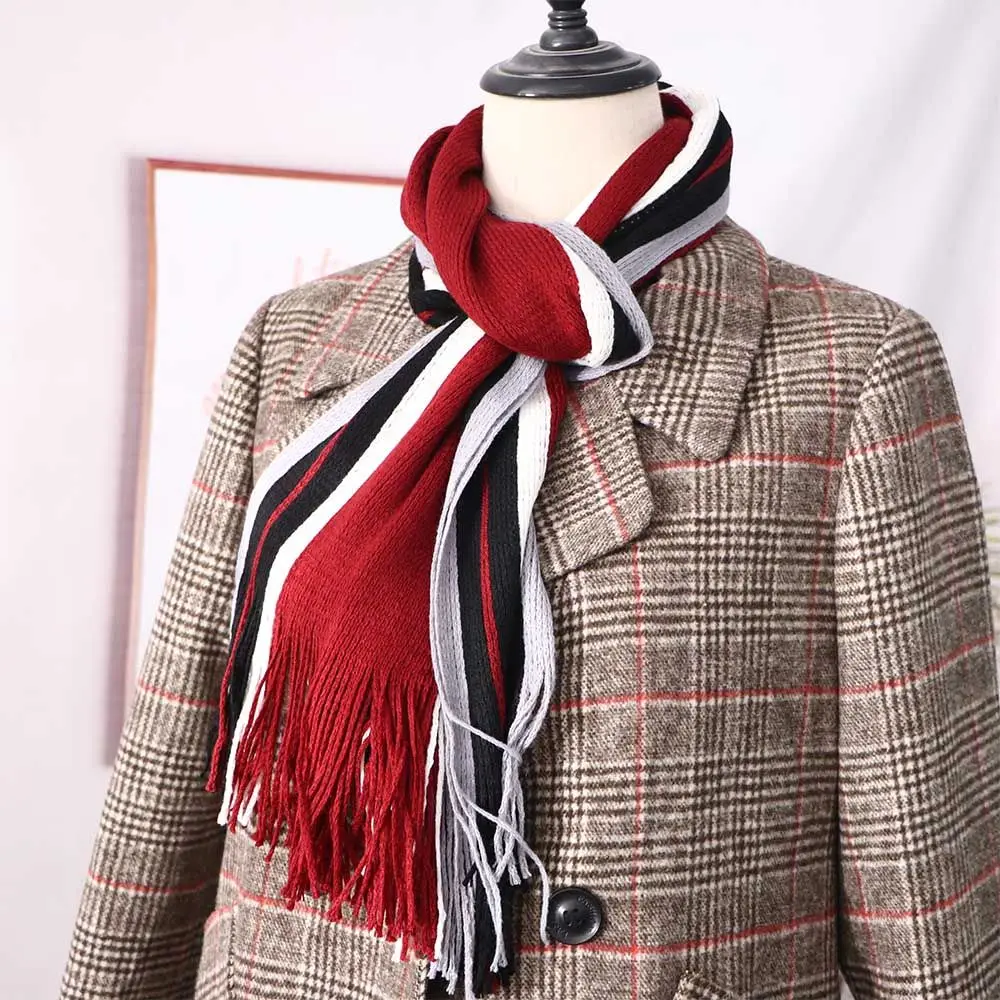 Scarves Scarves with Tassels Men's Shawls Warm Winter Business Affairs Scarves Tassel Scarf Scarf Fringed Muffler Striped Scarf