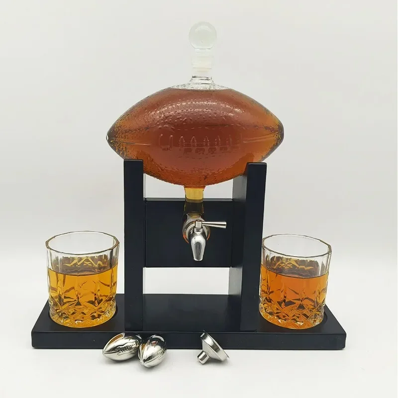 sparkling wine bottle, football decanter with 4 cups, craft ornament special-shaped wine bottle