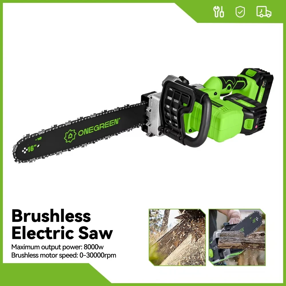 Double Battery 16 Inch Rechargeable Mini Chain Saw Battery Powered Portable Handheld Small Chainsaw For Cutting Wood