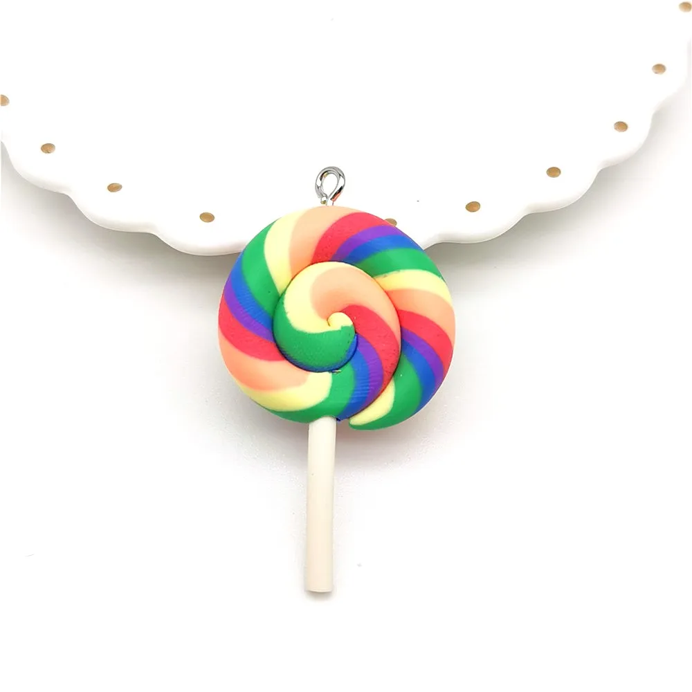 1/2PCS Große Simulieren Ton Lolipop Nette Plastilin Süßigkeiten Flache Rückseite für Kinder DIY Telefon Dekoration Schreibtisch Dekoration fee Garten – Detail 15