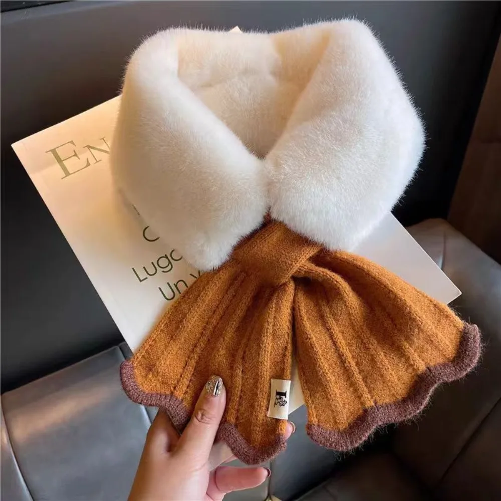 

Soft Cross Knitted Scarf Windproof Shawl Wool Collar Fishtail Thicken Plush Scarfs Winter