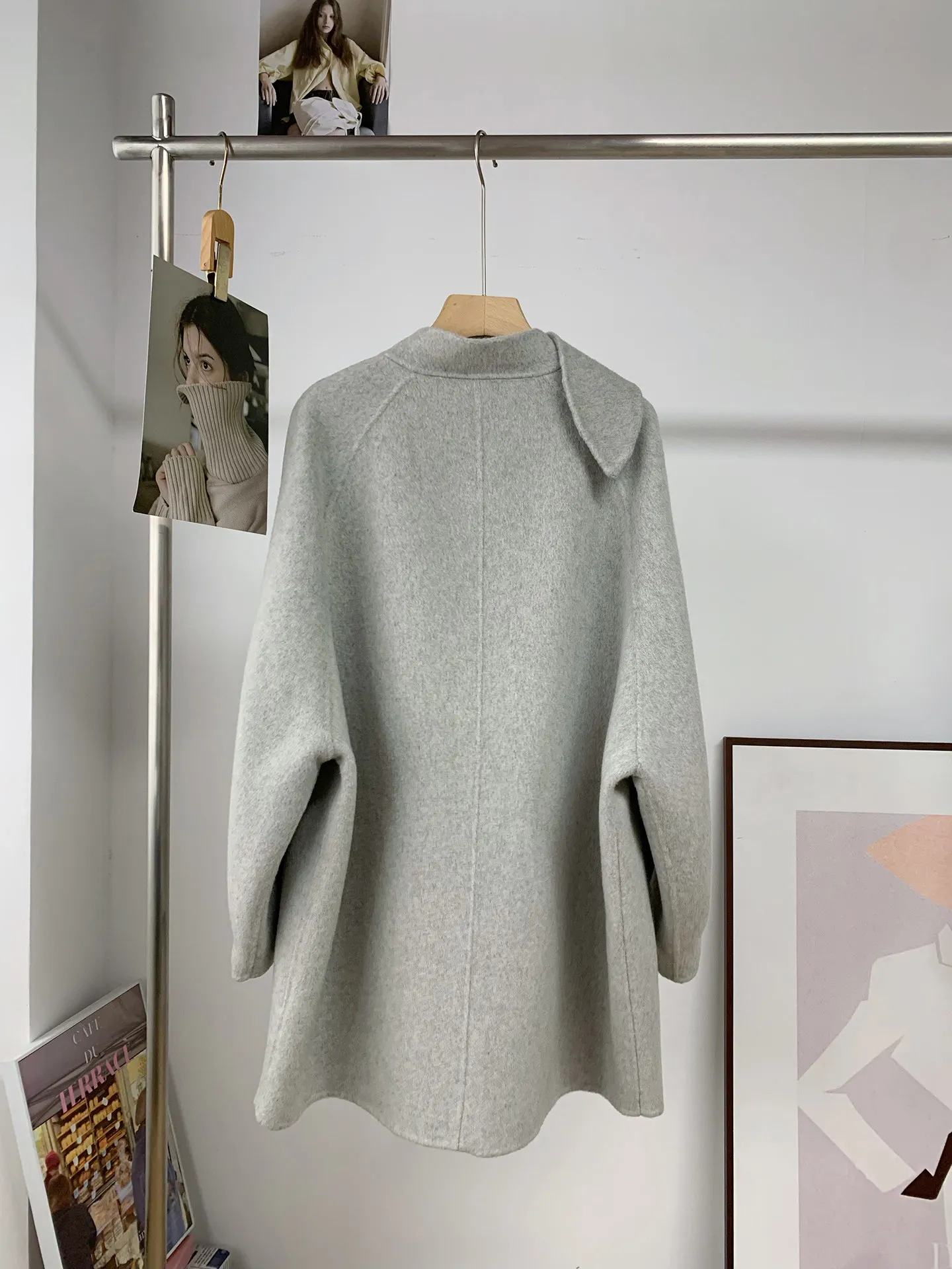 Female Korean Sweet Rabbit Ear Collar Double Sided Wool Coat Mid Length Cloak Woolen Overcoat Winter Women Outerwear 2026New