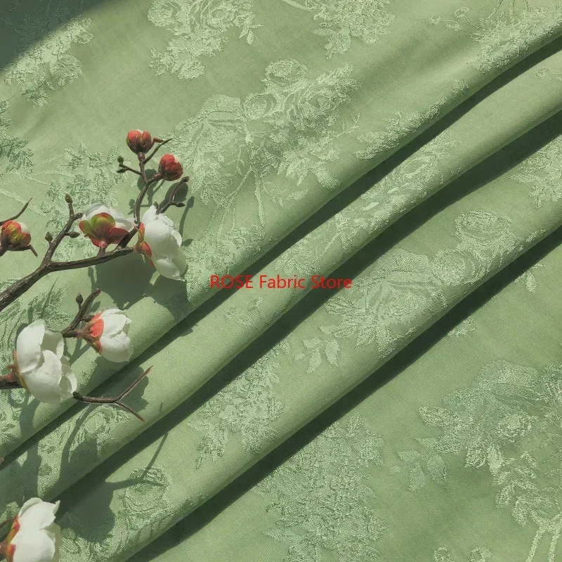 Light Green Rayon Jacquard Fabric Jacquard Fabric For for skirts, Gown, dress, blouse, tops, table cover, costumes design