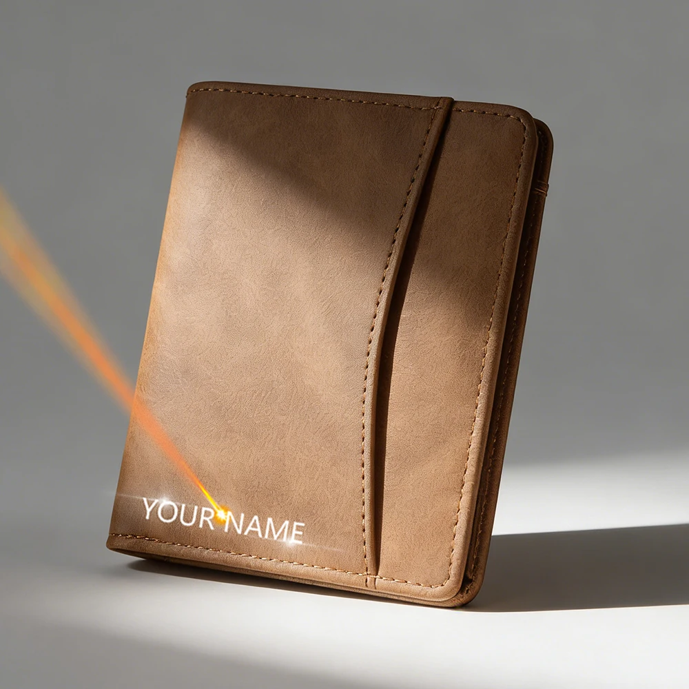 

Name Engraving Men Short Wallet High Quality Retro Frosted Male Purses Zipper Coin Pocket Multi Slot Card Bag For Men