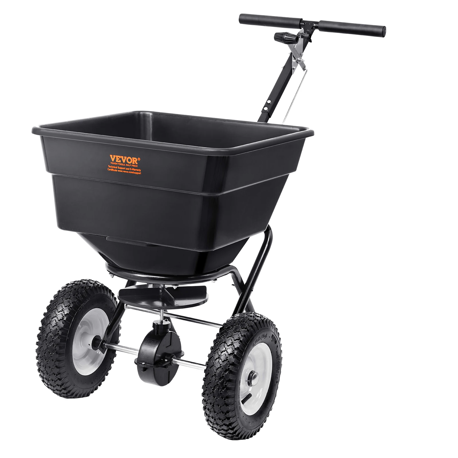 VEVOR Garden Broadcast Spreader 100lbs Walk-Behind Turf Spreader Steel Push Fertilizer/Salt Spreader&Garden Seeder for Home/Farm