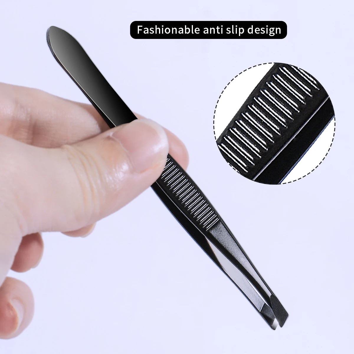 1/2pcs black stainless steel tweezers, with two styles of flat mouth and oblique mouth, eyebrow plucking and other tools.
