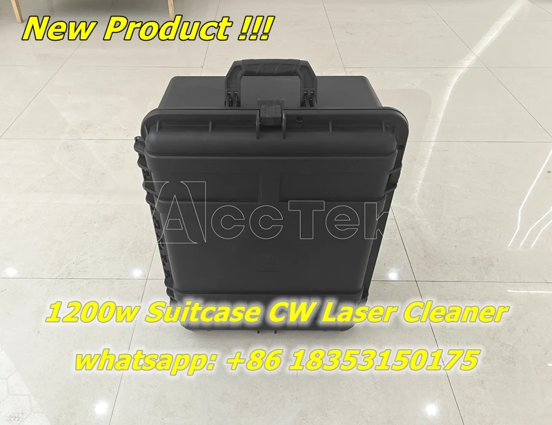 新型連続 1200 ワット空冷レーザー洗浄機スーツケース 1.2kw ハンドヘルドレーザー錆ペイントリムーバークリーナー価格