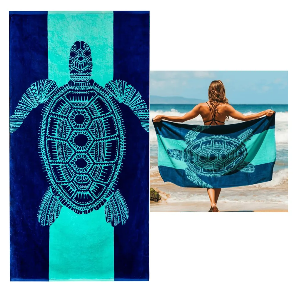 Beach Towel Tropical Blue Colors with A Unique Design, Extra Large, XL (29.52”x 59.06”) Made From Microfiber for Kids & Adults