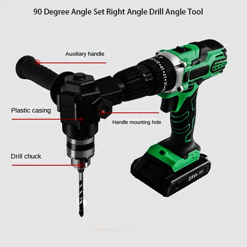 Portable 90° Electric Drill Corner Bend Extending Chuck Adapter Right Angle Bend Extension Drill Chuck Power Tool Accessories