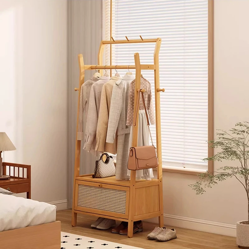 Standing Wooden Design Coat Rack Multi Purpose Clothes Hanging Coat Rack Nordic Style Shelf Perchero De Ropa Cabinet Furniture