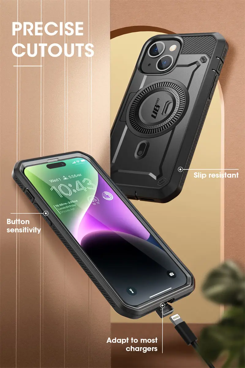 SUPCASE for iPhone 15/14/13 Case 6.1 inch 2023 UB Pro Mag Full Body Rugged Case Cover with Built-in Screen Protector