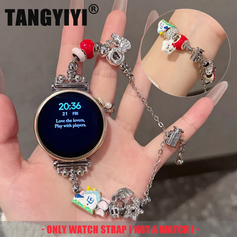 

20/22MM Band For Samsung Watch 7 6 4 Classic 5 Pro Cute Ceramics Beads DIY Pendant Bracelet Strap For Amazfit Bip GT2 3 Garmin