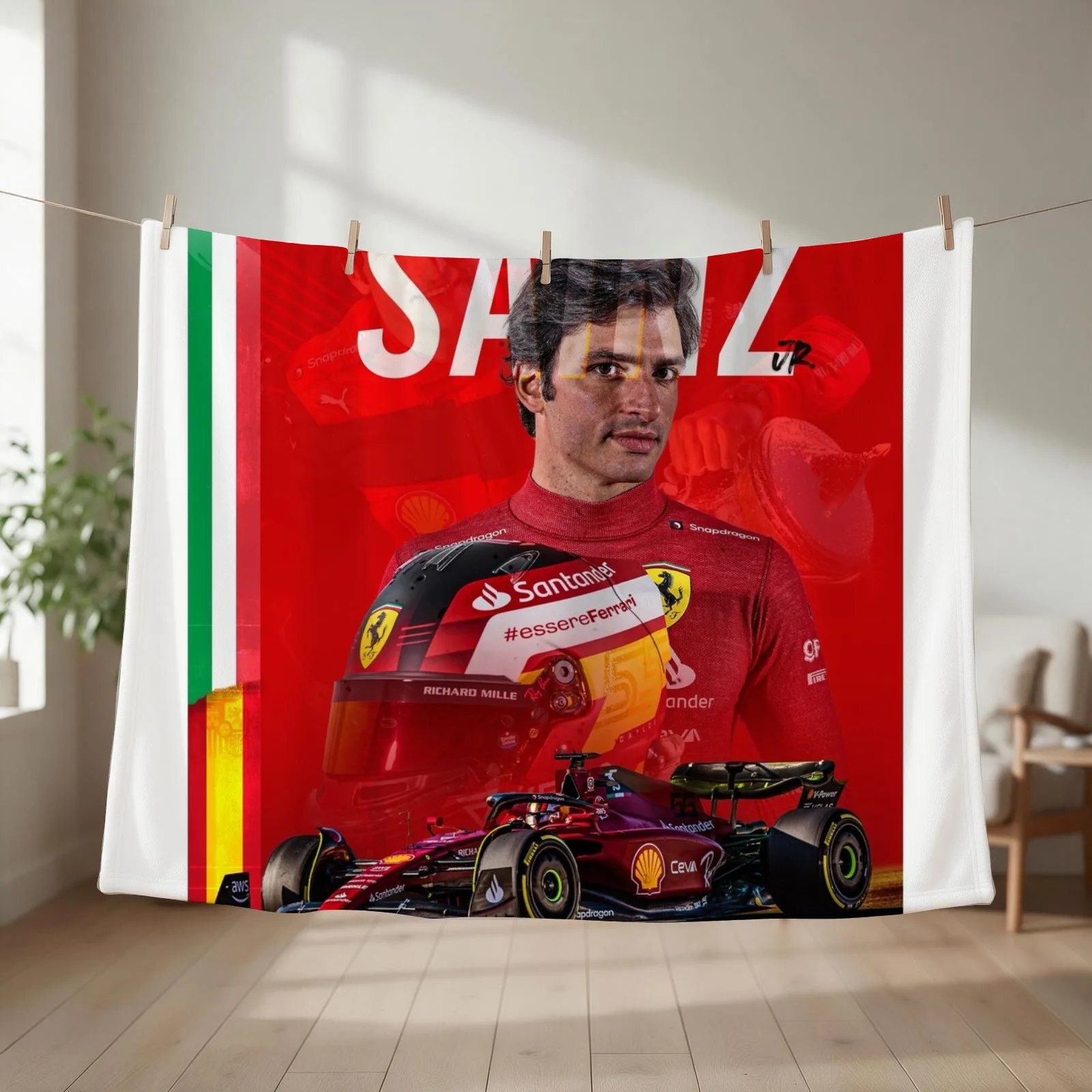 Sainz 55 Throw Blanket Flannel Luxury St bed plaid Bed covers Blankets