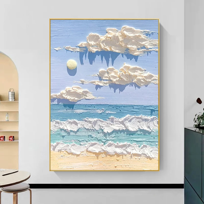 

Modern light luxury abstract hand-painted cloud decoration entrance bedroom living room background wall canvas painting