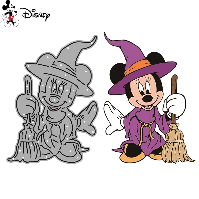 Halloween Minnie Mouse With Broom Cutting Dies Disney Character Witch Diecut New 2022 for DIY Scrapbooking Embossing Cards Craft