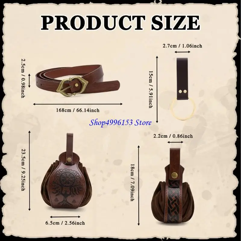 Q0ke Phong cách theo chủ đề truyền thống PU Belt Pack Roleplay Trang phục Thiết kế chức năng