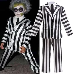 Kids Beetle 2 Coat Suit Cosplay Children Boys Girls Striped Top Pants Costume Halloween Carnival Dress Up Party Costumes Props