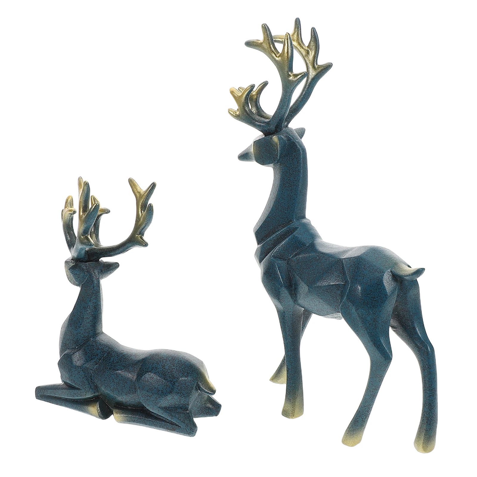 

2 Pcs Reindeer Statue Nordic Elk Figurine Resin Ornament Decor Living Room Cabinet Christmas Gift Small Deer