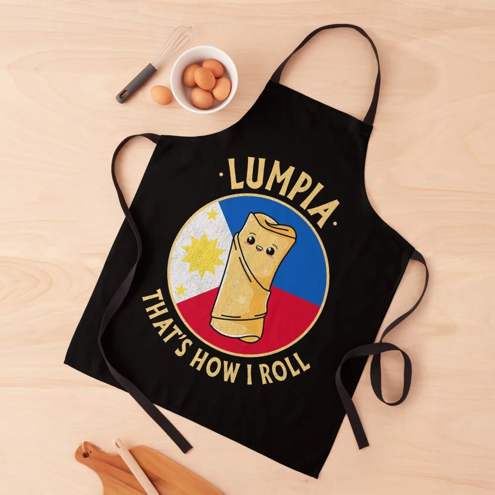 

Philippines Lumpia That's How I Roll Funny Cute Kawaii Lumpia Apron kitchen jacket woman women's work Apron