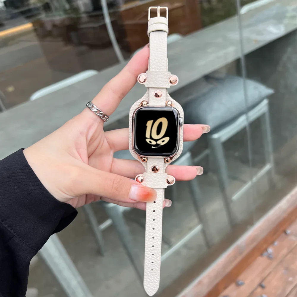 Leather strap for Apple watch Ultra-2 49mm band 44mm 40mm 38 42 45mm 41mm Genuine luxury bracelet iWatch series 9 8 se 7 6 5 4 3