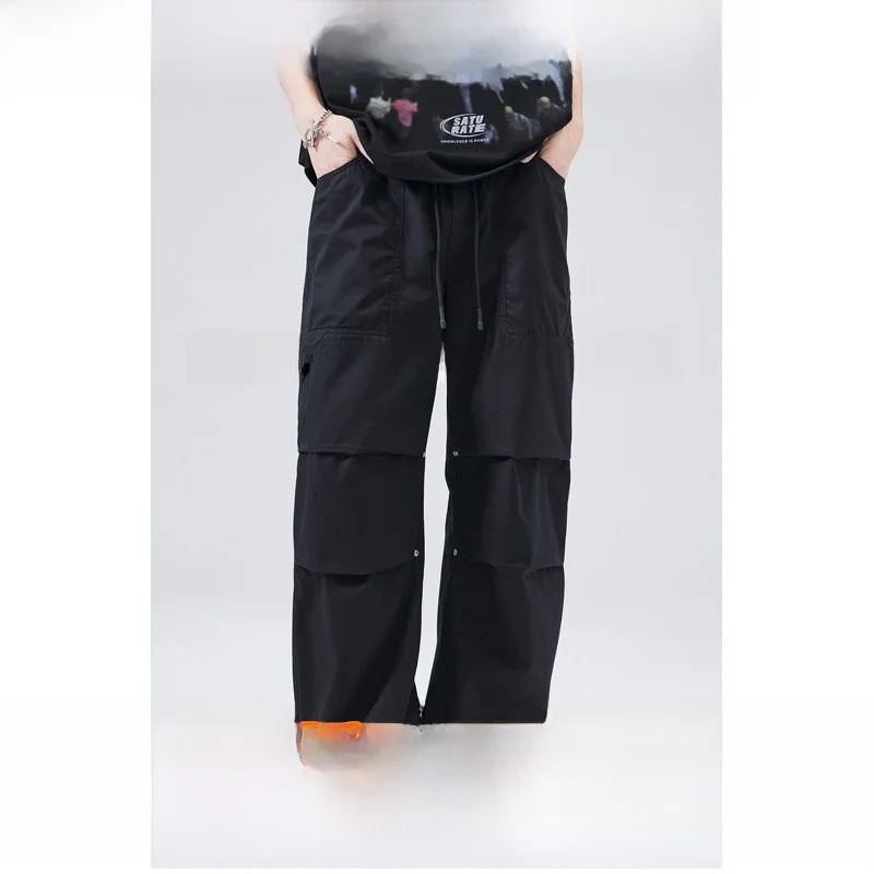 

Новые весенне-летние повседневные брюки в американском ретро-стиле с 3D-плиссировкой, свободные рабочие брюки-парашюты, прямые длинные штаны