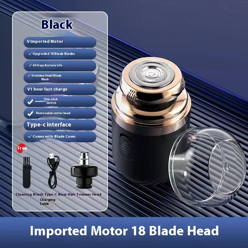 USB Rechargeable Cordless Pocket Shaver Quick Charge Beard Trimmer Travel-Friendly Barber Gift for Men Face Clean Shave