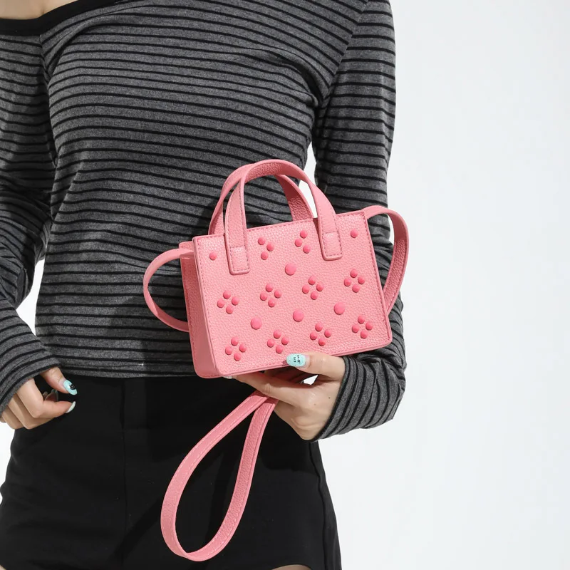 

Edgy Studded Tote Bag for Women, Chic Oversized Square Satchel, Large Capacity Convertible Shoulder & Crossbody Bag