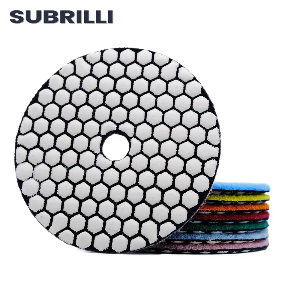 Subrilli almofada de polimento a seco para granito 1pc 4 polegada resina diamante disco abrasivo pedra mármore concreto rebolo ângulo ginder