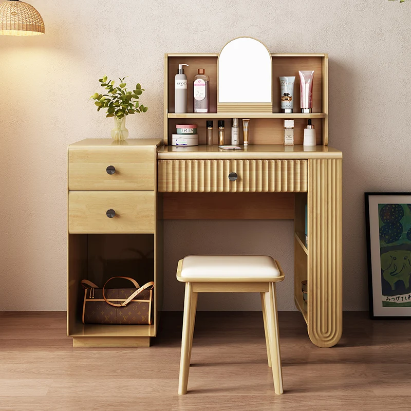 

Nordic minimalist all-solid wood dresser, bedroom desk, makeup table, integrated small apartment, Japanese-style storage table
