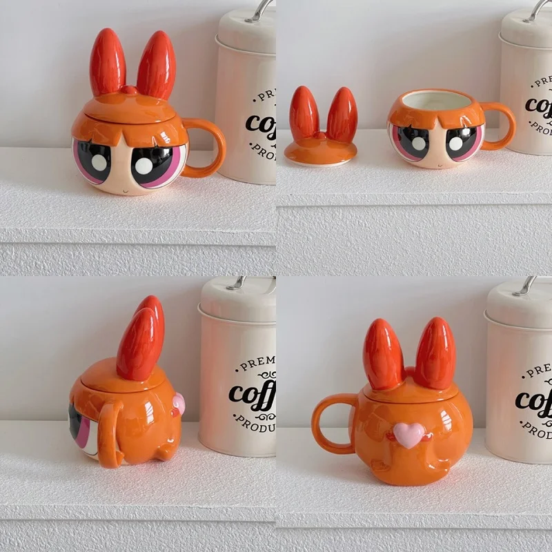 Imagem -06 - Copo Cerâmico dos Desenhos Animados Kawaii para Meninas Meninas Superpoderosas Caneca Blossom Buttercup Ornamentos Desktop Café Breadfast e Copo de Leite Crianças e Adultos