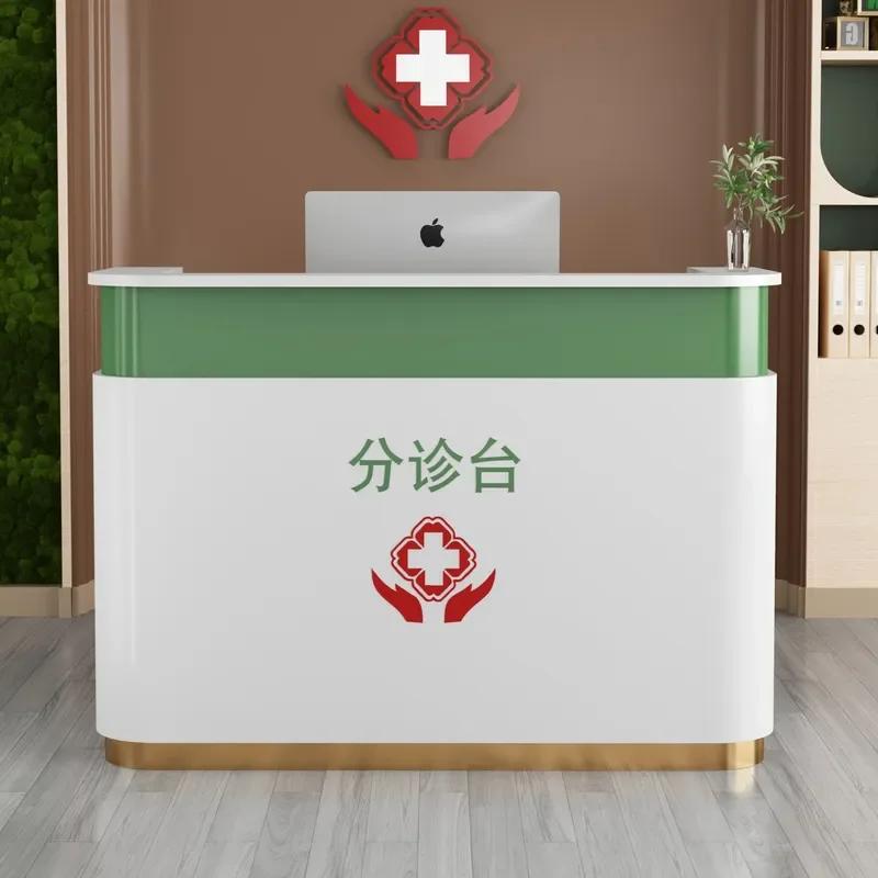 Simple Modern Medical Reception Desk for Hospital Clinic Pharmacy Nurse Station Workbench Consultation Table Front Office