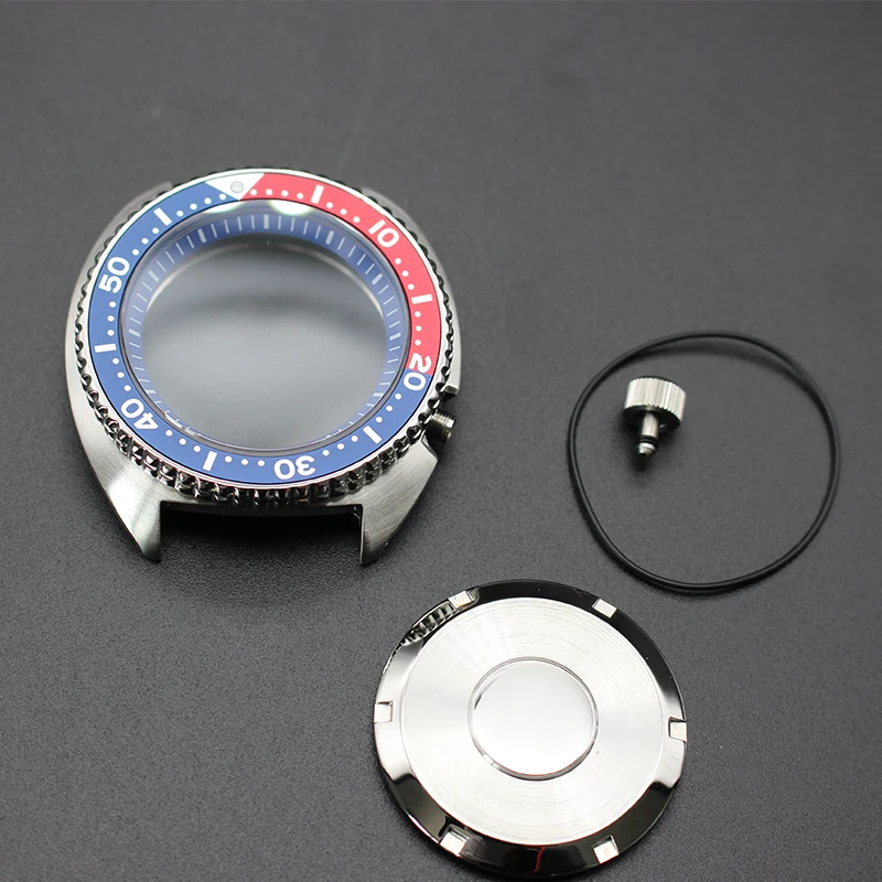 45mm Steel Dive Watch Case Sapphire Crystal For Turtle Abalone Seiko NH35 NH36 NH38 NH34 Movement 28.5mm Dial 10ATM Waterproof