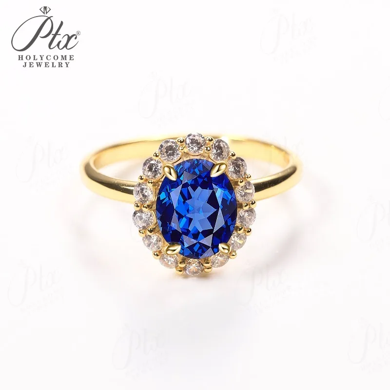 Moissanit & Laborgezüchteter Edelstein Saphir Leuchtend Blauer Ring 925 Silber Bankett Hochzeit Jubiläum Geburtstag Feiner Schmuck für Damen – Detail 4