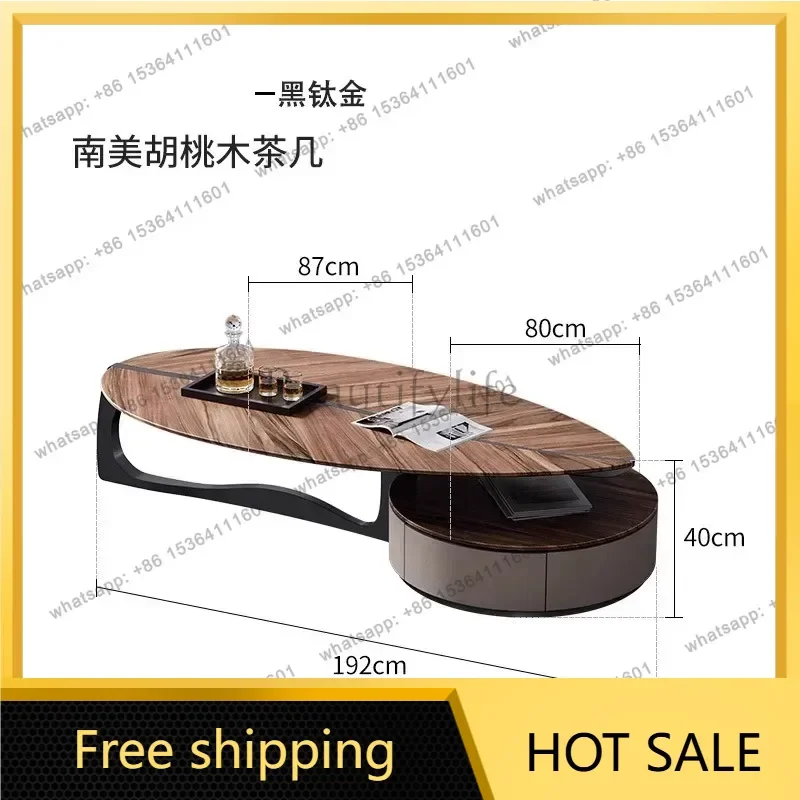 YJ Nordic Style Solid Wood Simplicity Leaf-Shaped Tea Table